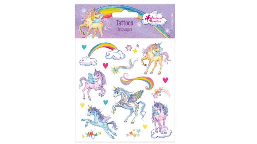 Glitzer Tattoos Einhorn Paradies